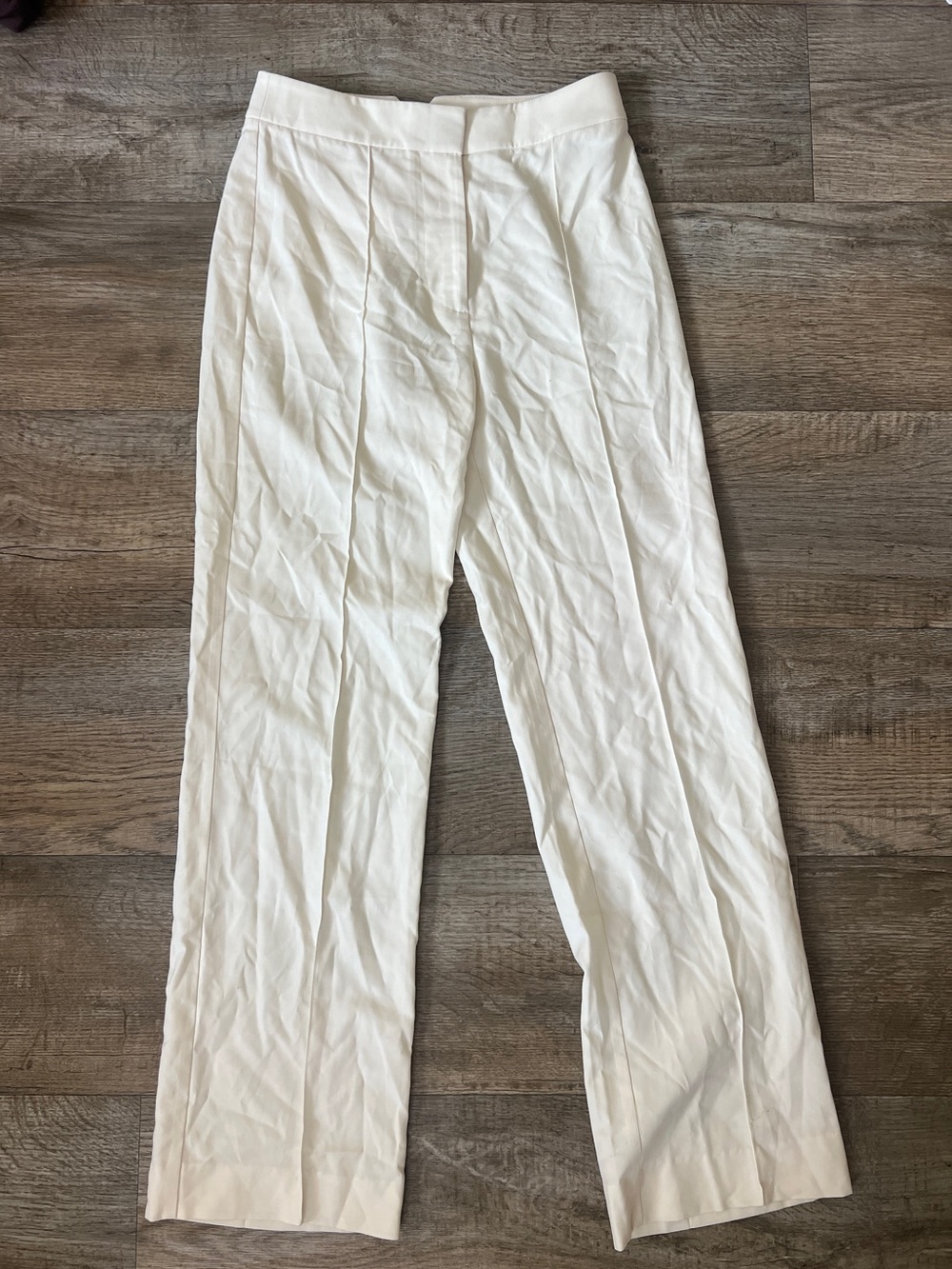 Alexis Straight Leg High Waisted Pants in White- Organic Material